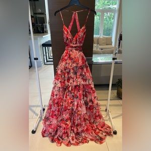 Mac Duggal Tiered Cutout Chiffon Gown